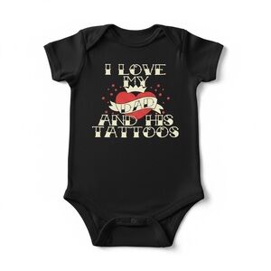 Spencer's Black Bodysuit with Red Heart and Cream Text